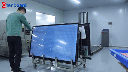 Touch performance testing of interactive whiteboard panel on assembly line
